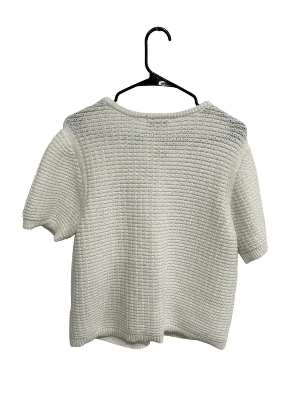 Free Assembly Large White Waffle Knit Short Sleeve Cardigan Cottagecore NWT